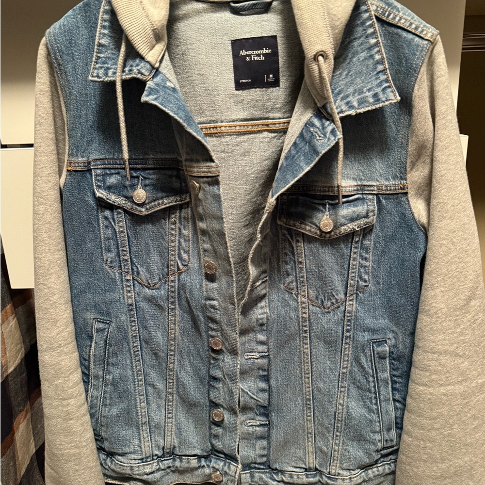 Abercrombie & Fitch Denim Jacket with Gray Sleeves